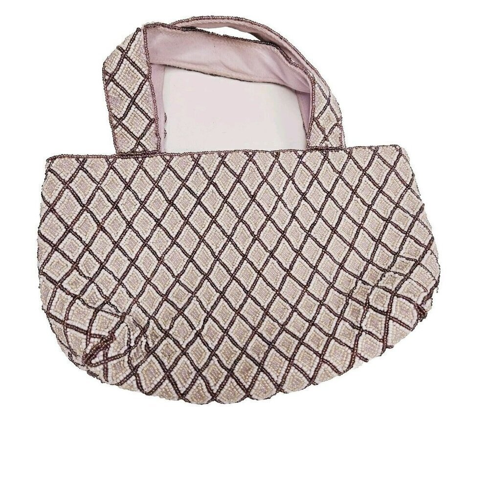 Vintage Avon Beaded Purse Top Handle‎ Bag Diamond Pattern Evening Party Handbag
